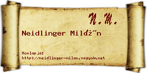 Neidlinger Milán névjegykártya